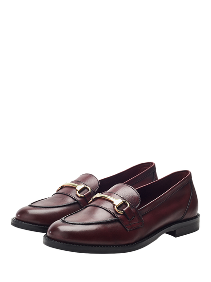 Moda in Pelle Elarra Snaffle Trim Leather Loafers - view 2, Burgundy
