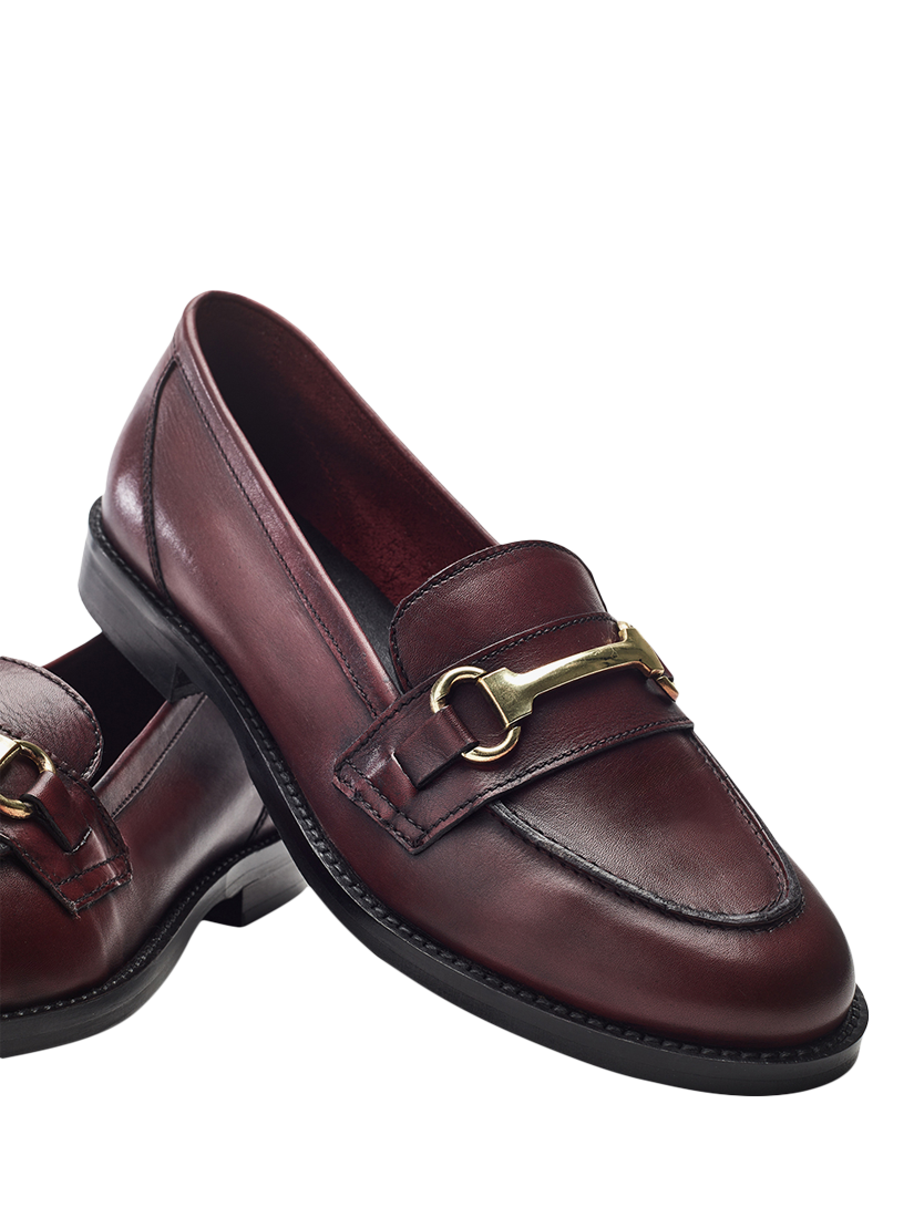 Product image 3 of 4, which shows Moda in Pelle Elarra Snaffle Trim Leather Loafers, Burgundy, 3