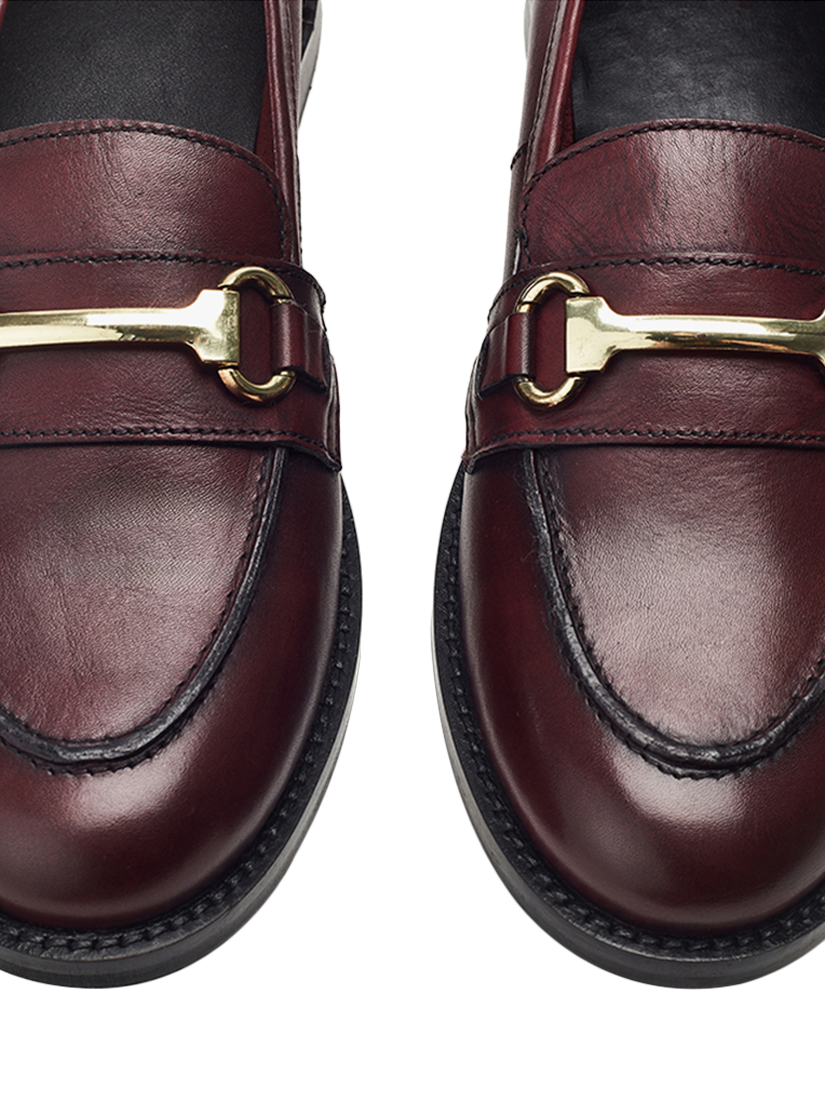 Product image 4 of 4, which shows Moda in Pelle Elarra Snaffle Trim Leather Loafers, Burgundy, 3
