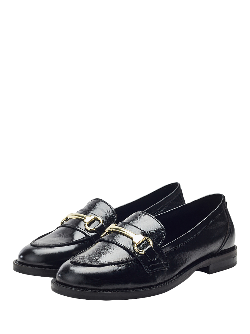 Product image 2 of 4, which shows Moda in Pelle Elarra Snaffle Trim Leather Loafers, Black, 3