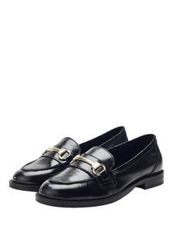 Moda in Pelle Elarra Snaffle Trim Leather Loafers - view 2, Black