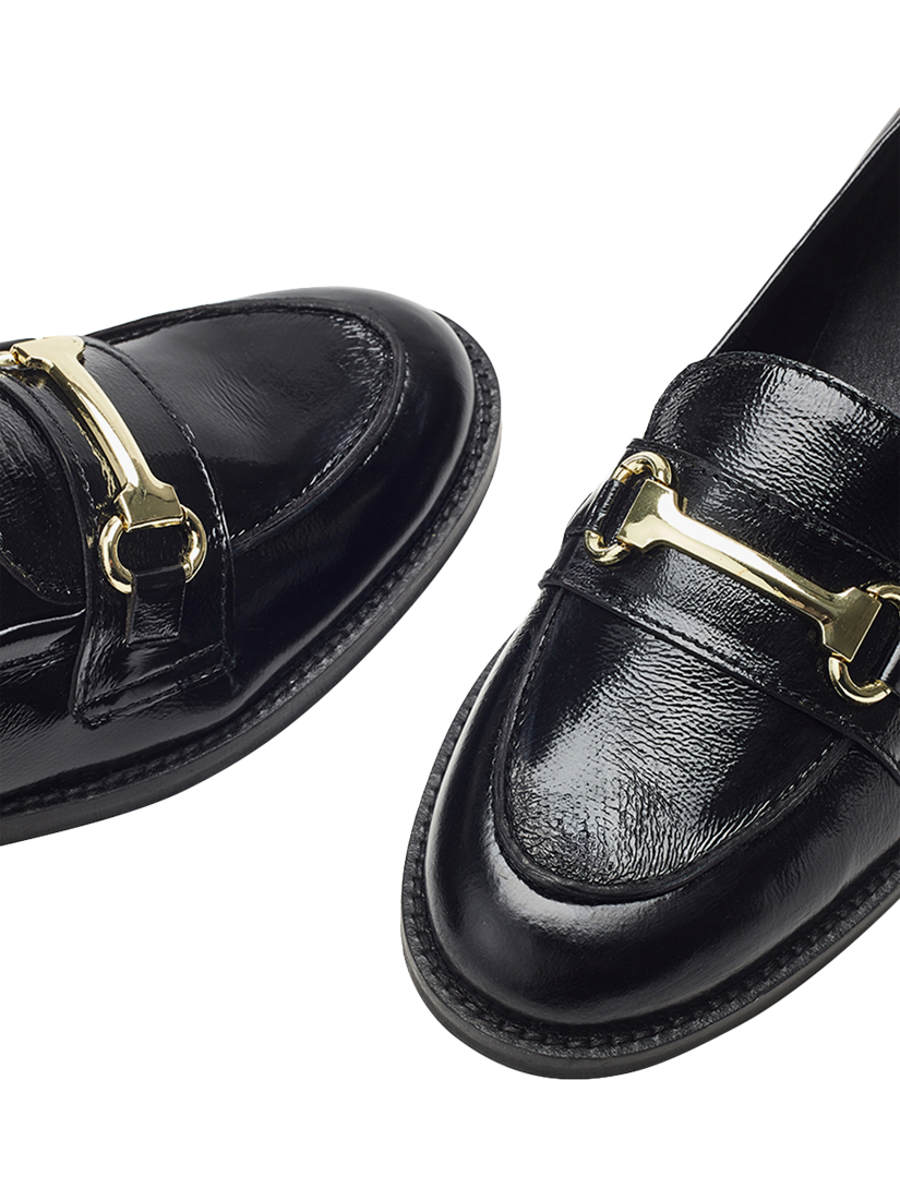 Product image 4 of 4, which shows Moda in Pelle Elarra Snaffle Trim Leather Loafers, Black, 3