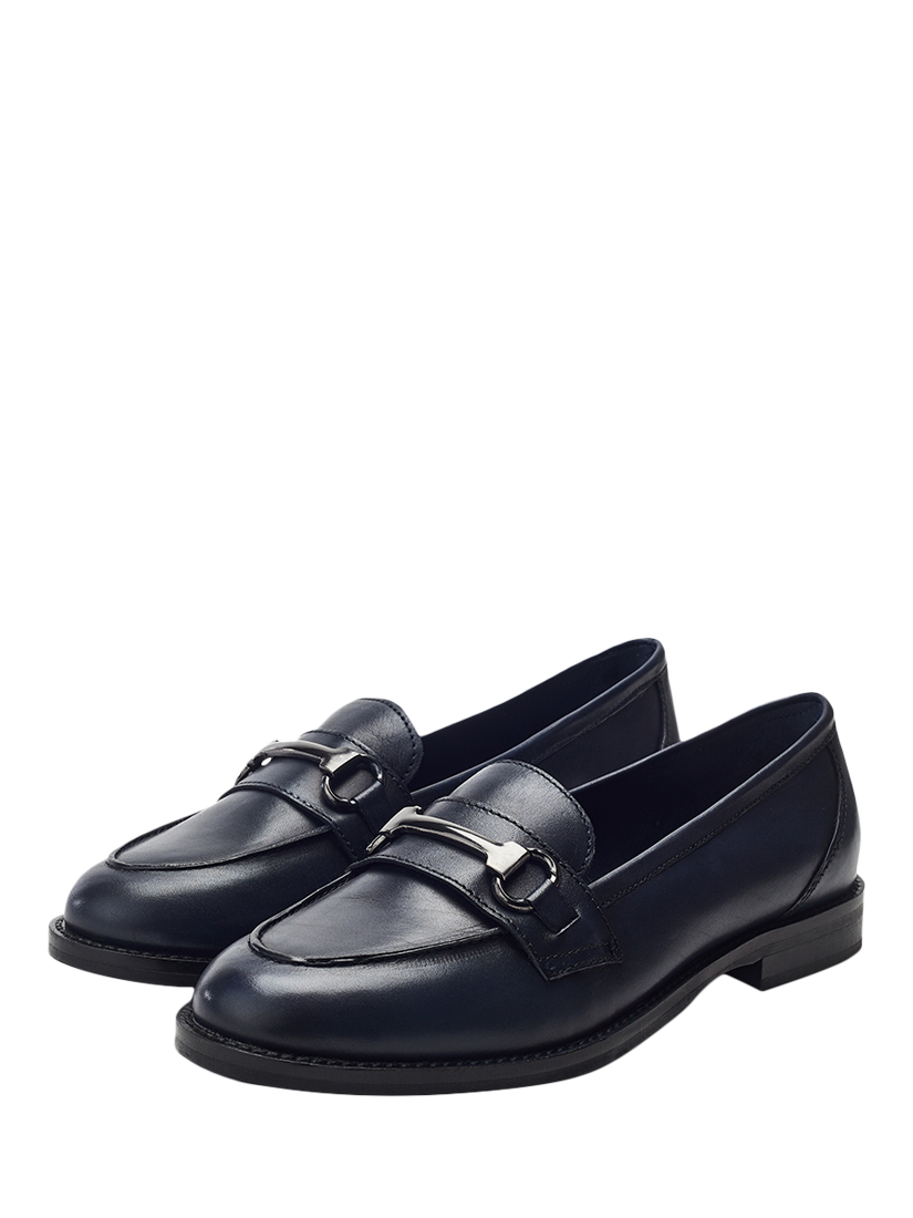 Product image 2 of 4, which shows Moda in Pelle Elarra Snaffle Trim Leather Loafers, Navy, 3