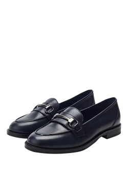 Moda in Pelle Elarra Snaffle Trim Leather Loafers - view 2, Navy