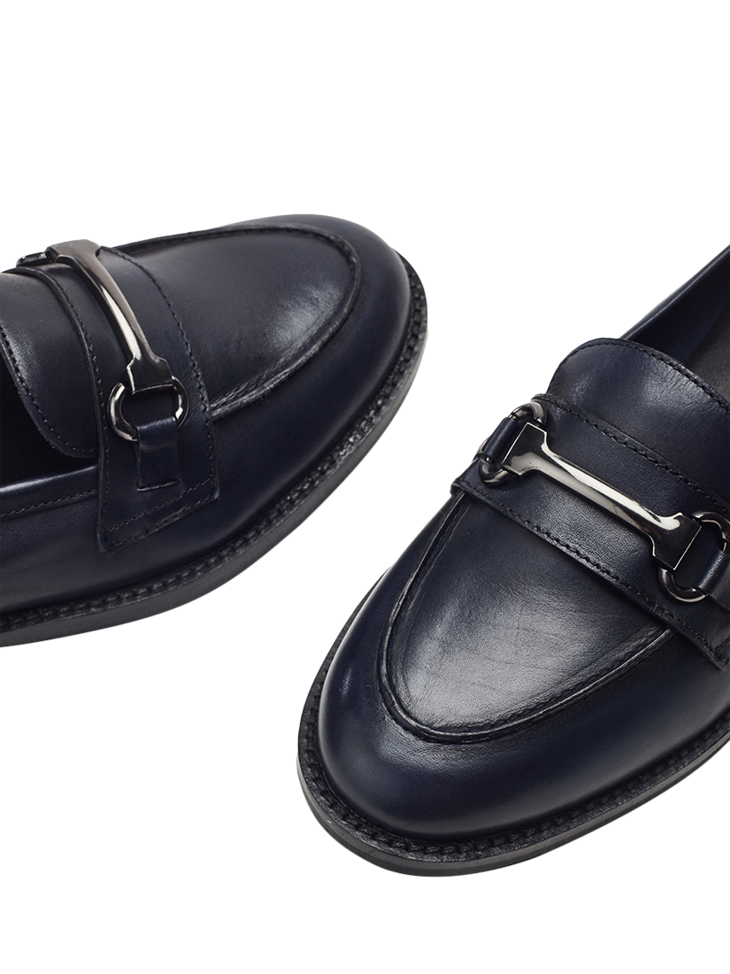 Product image 3 of 4, which shows Moda in Pelle Elarra Snaffle Trim Leather Loafers, Navy, 3