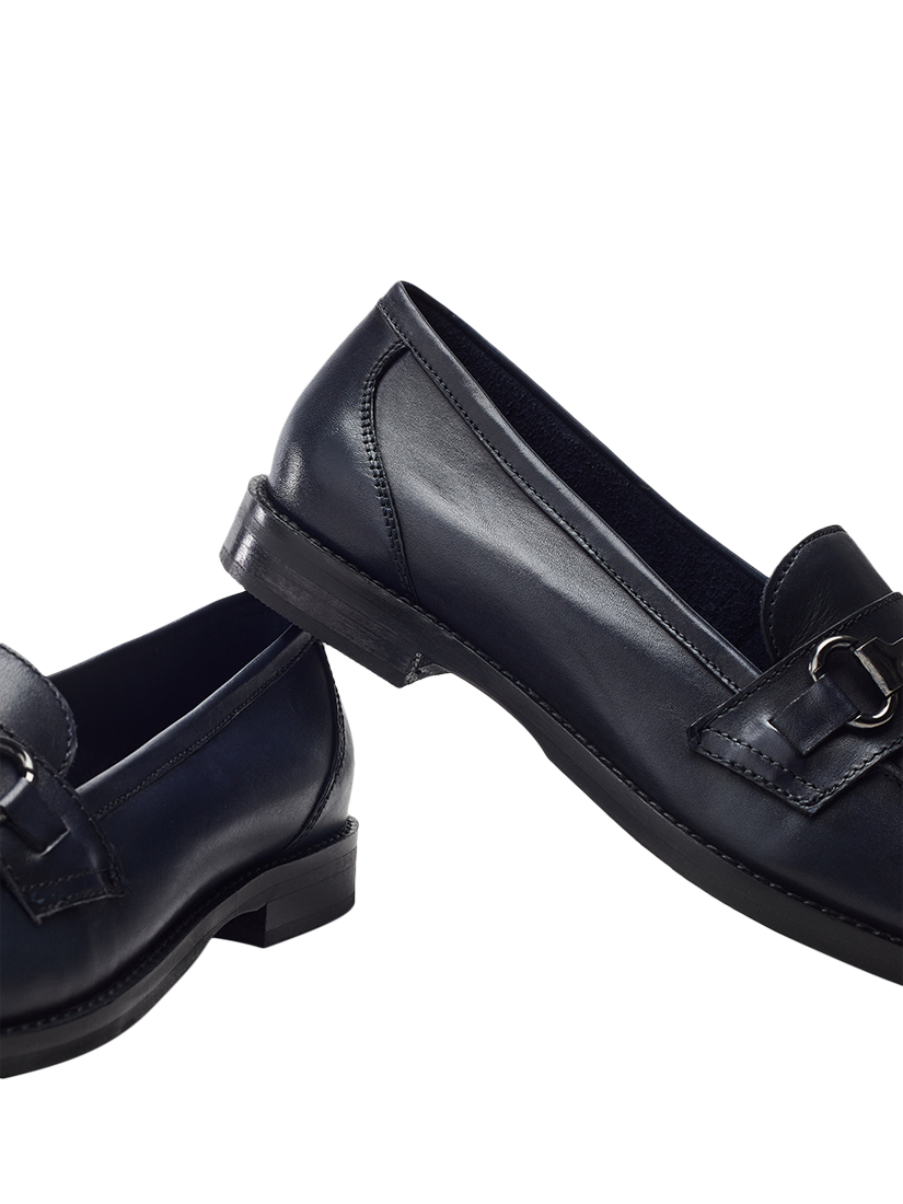 Product image 4 of 4, which shows Moda in Pelle Elarra Snaffle Trim Leather Loafers, Navy, 3