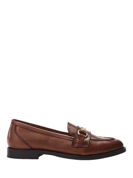 Moda in Pelle Elarra Snaffle Trim Leather Loafers, Tan