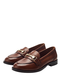 Moda in Pelle Elarra Snaffle Trim Leather Loafers - view 2, Tan