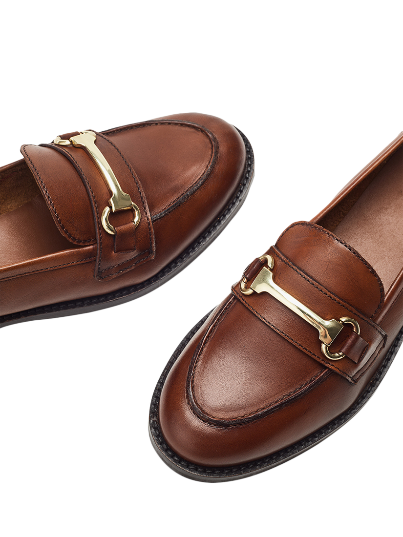 Product image 3 of 4, which shows Moda in Pelle Elarra Snaffle Trim Leather Loafers, Tan, 3