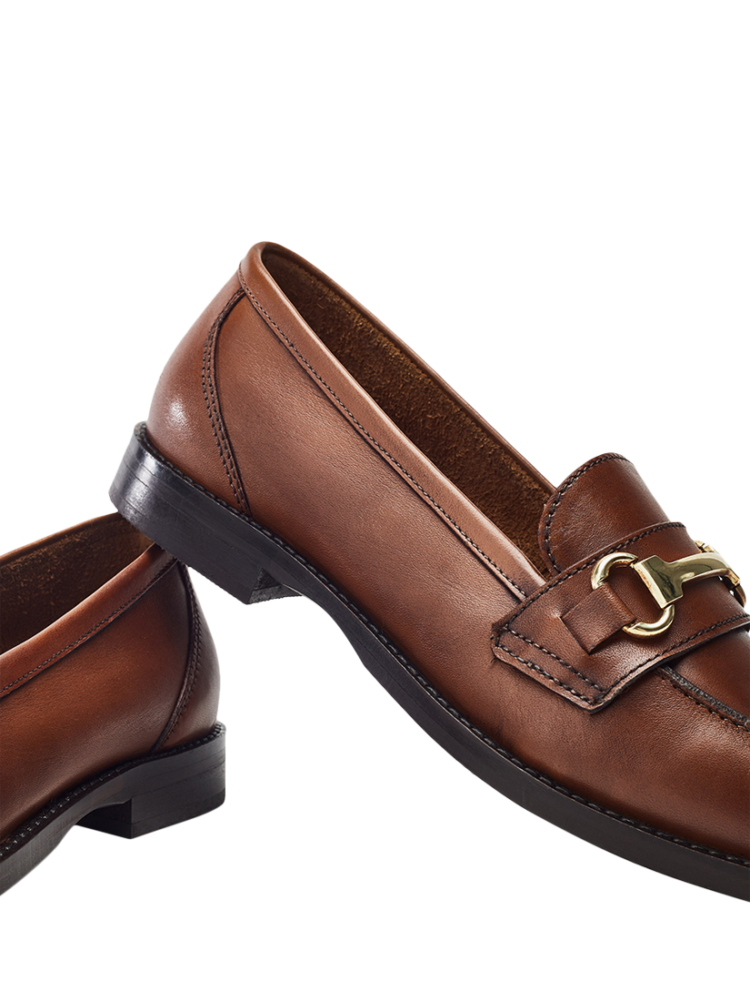 Product image 4 of 4, which shows Moda in Pelle Elarra Snaffle Trim Leather Loafers, Tan, 3