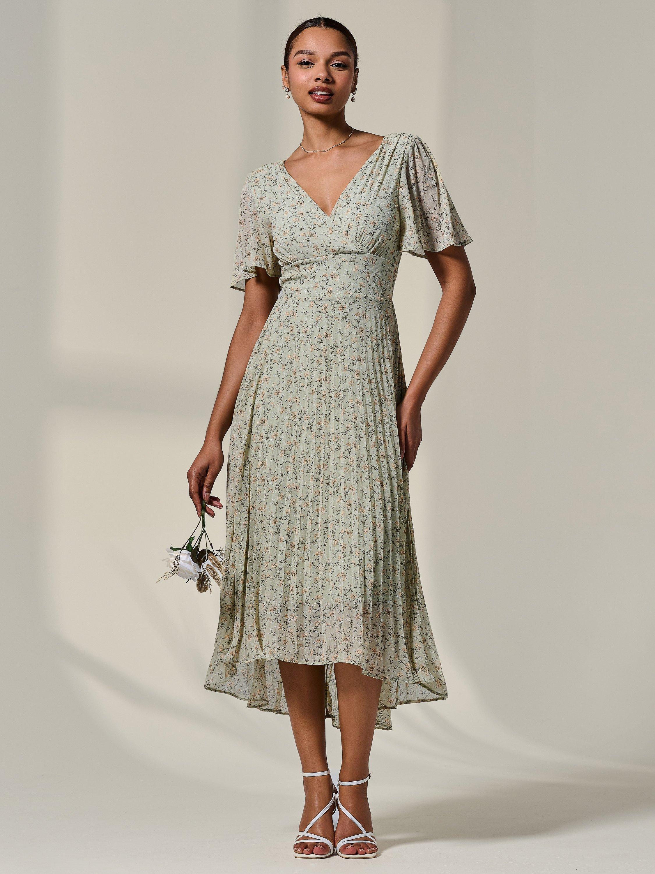 Product image 3 of 7, which shows Jolie Moi Dip Hem Maxi Dress, Green/Multi, 8