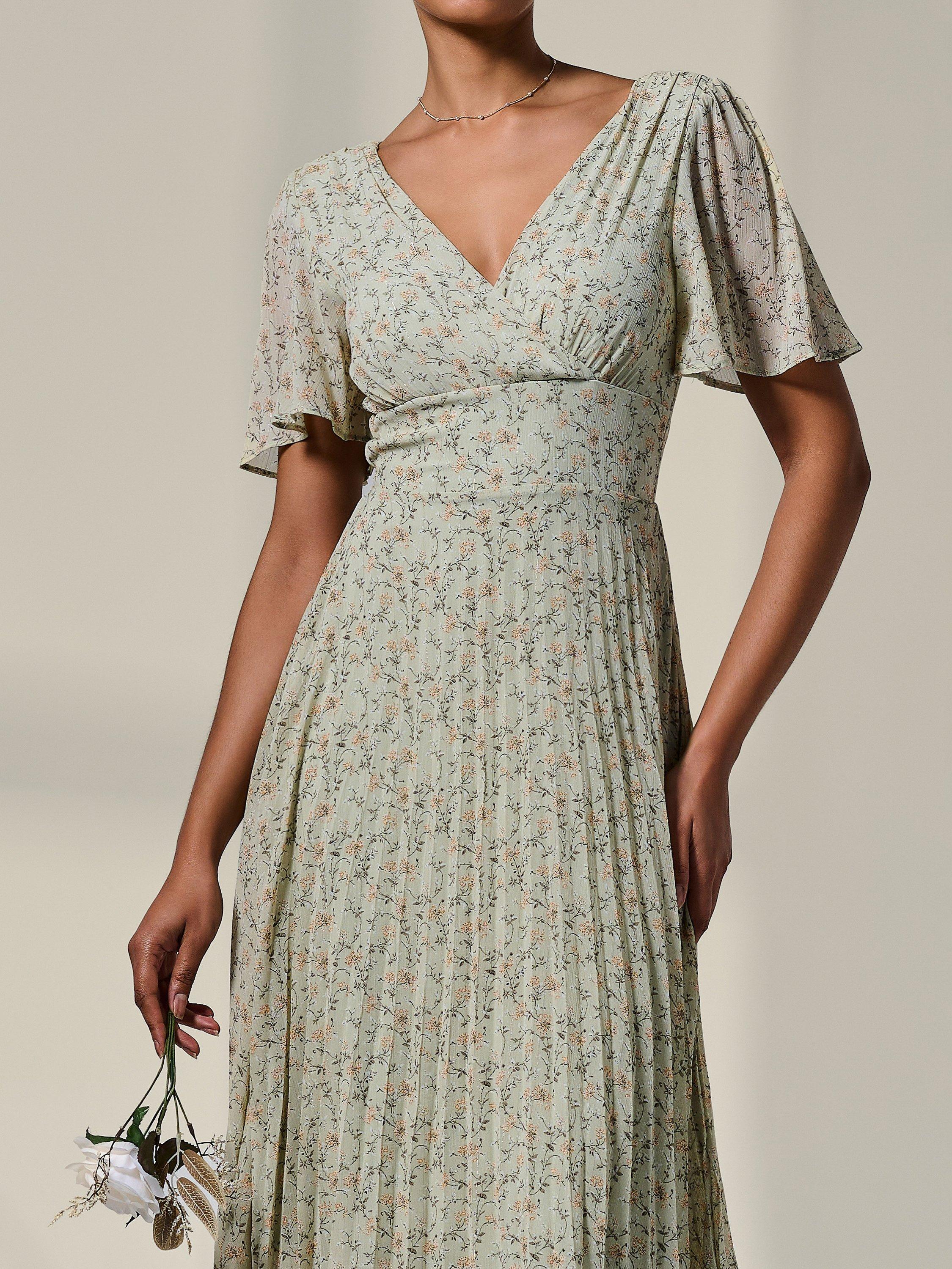 Product image 4 of 7, which shows Jolie Moi Dip Hem Maxi Dress, Green/Multi, 8