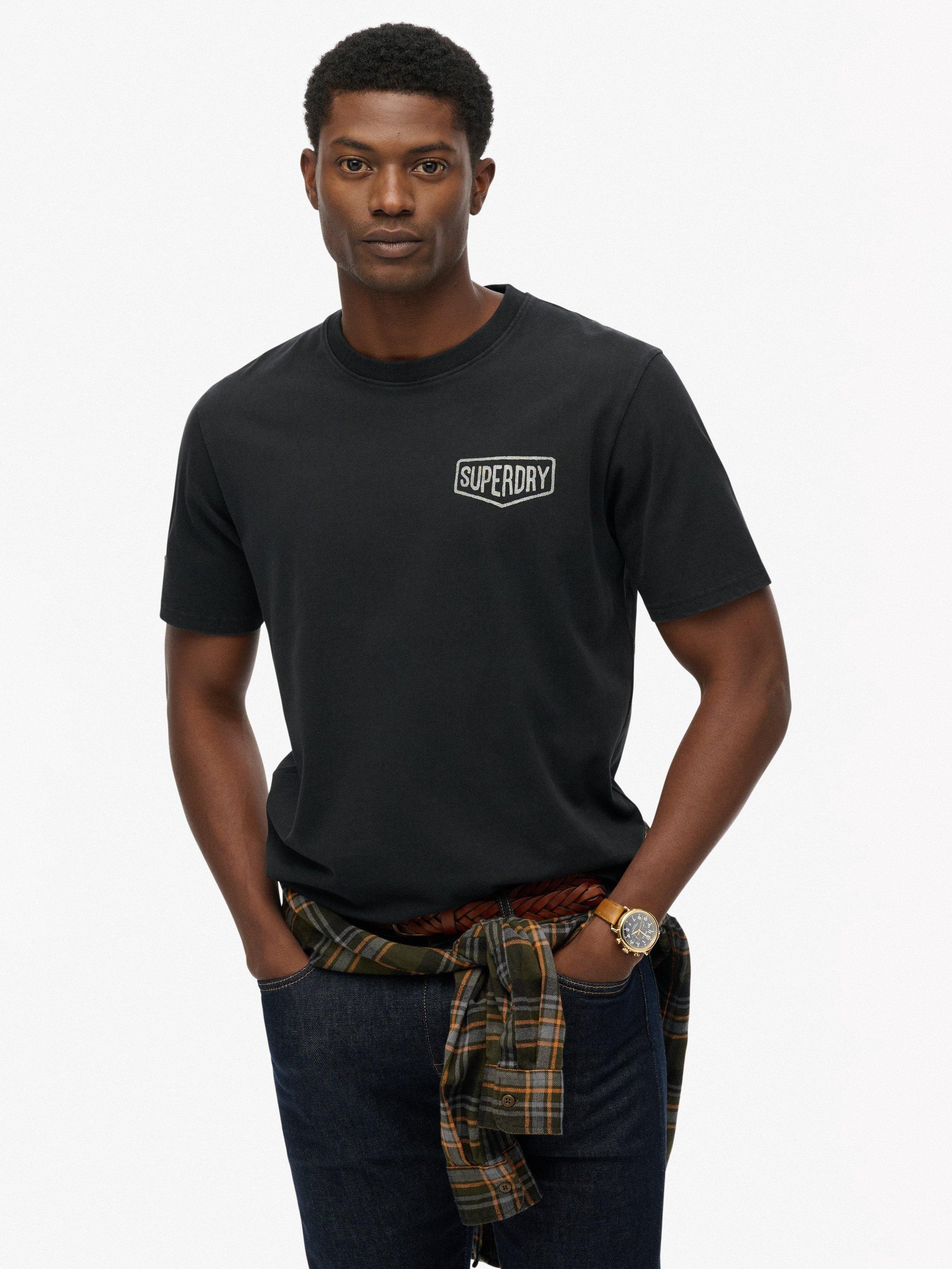 Product image 1 of 6, which shows Superdry Cotton Work Tab Loose T-Shirt, Black, XXXL