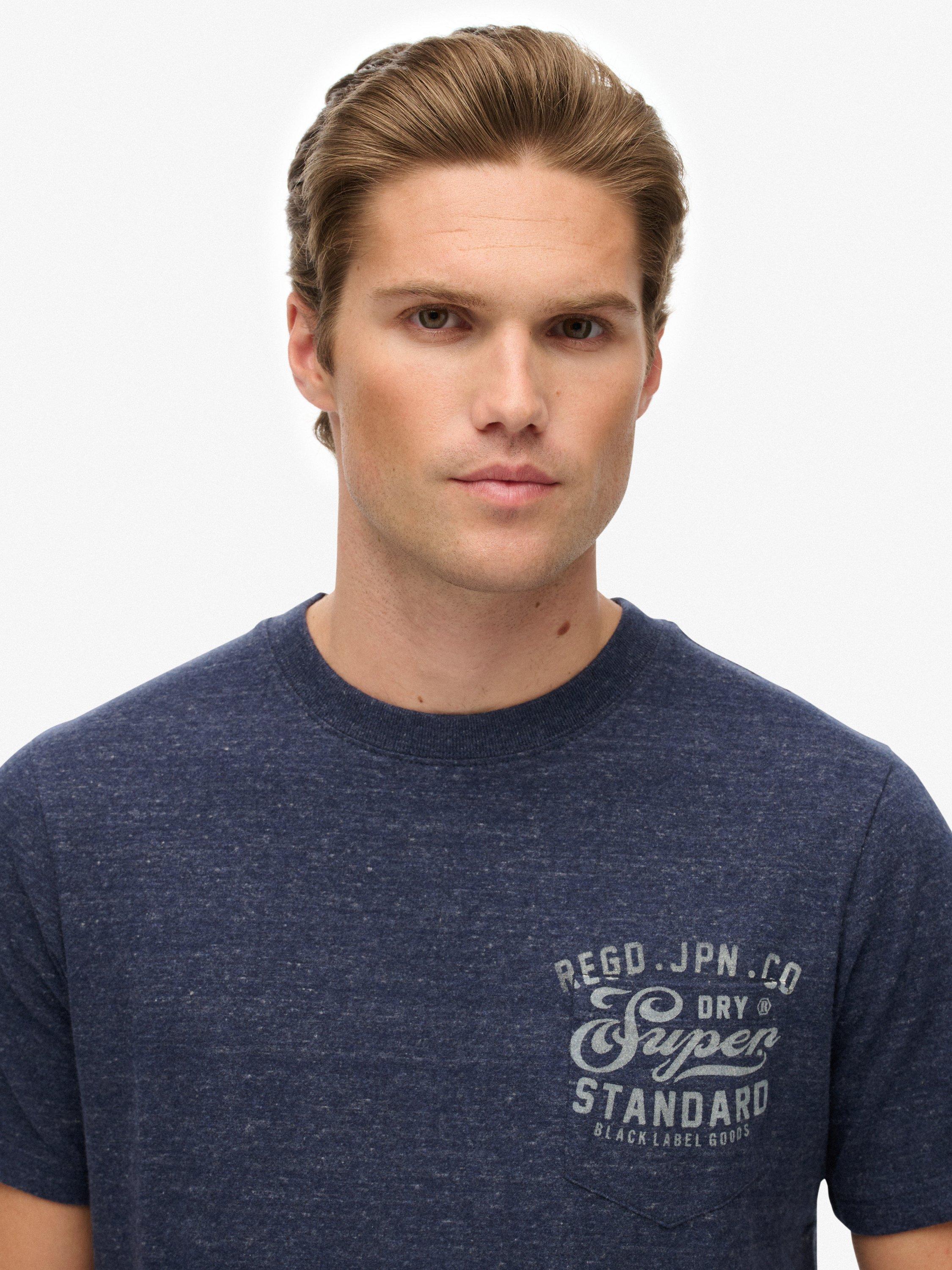 Product image 4 of 6, which shows Superdry Cotton Industrial Relaxed T-Shirt, Indigo Blue Marl, S