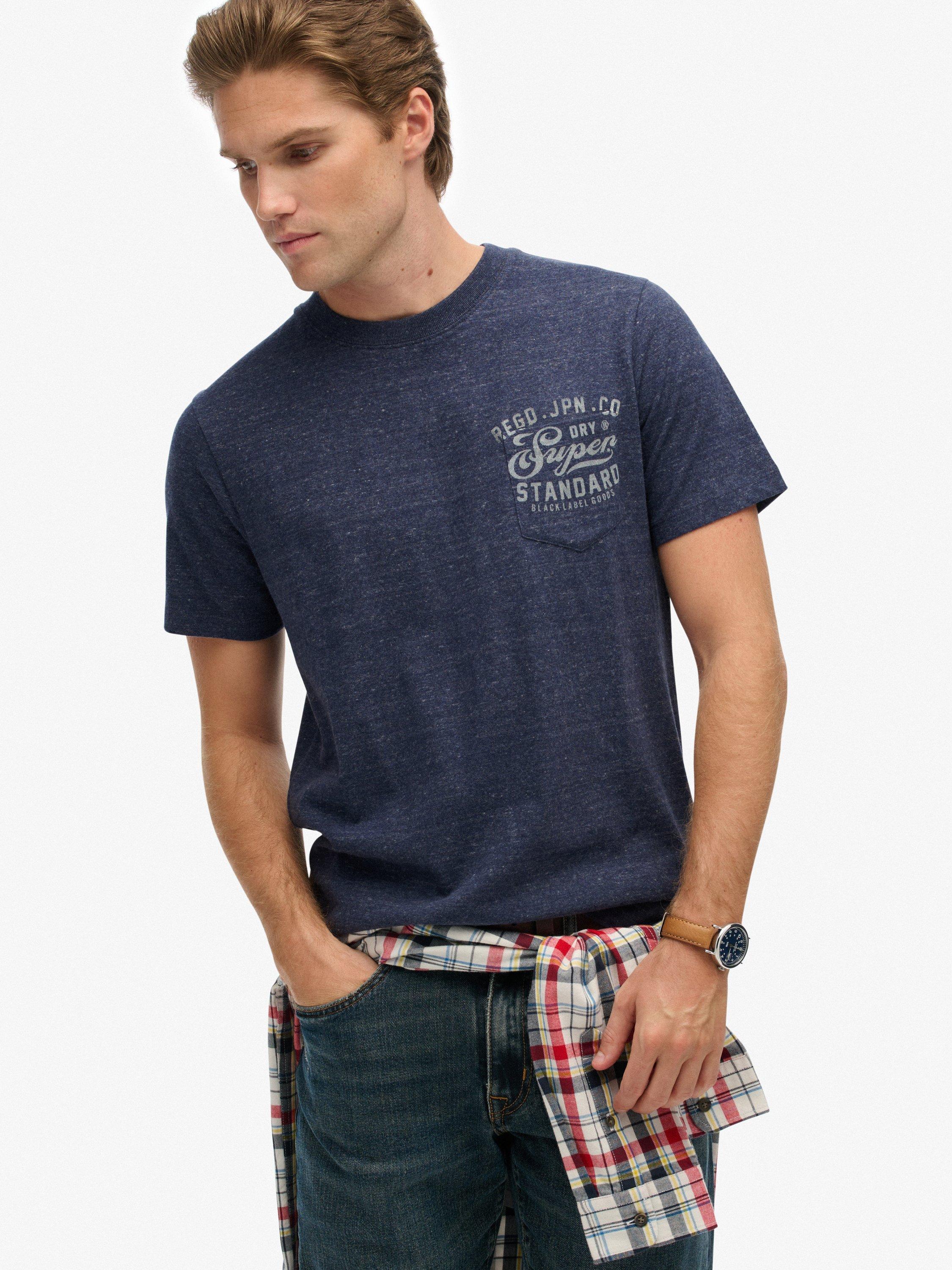 Product image 5 of 6, which shows Superdry Cotton Industrial Relaxed T-Shirt, Indigo Blue Marl, S
