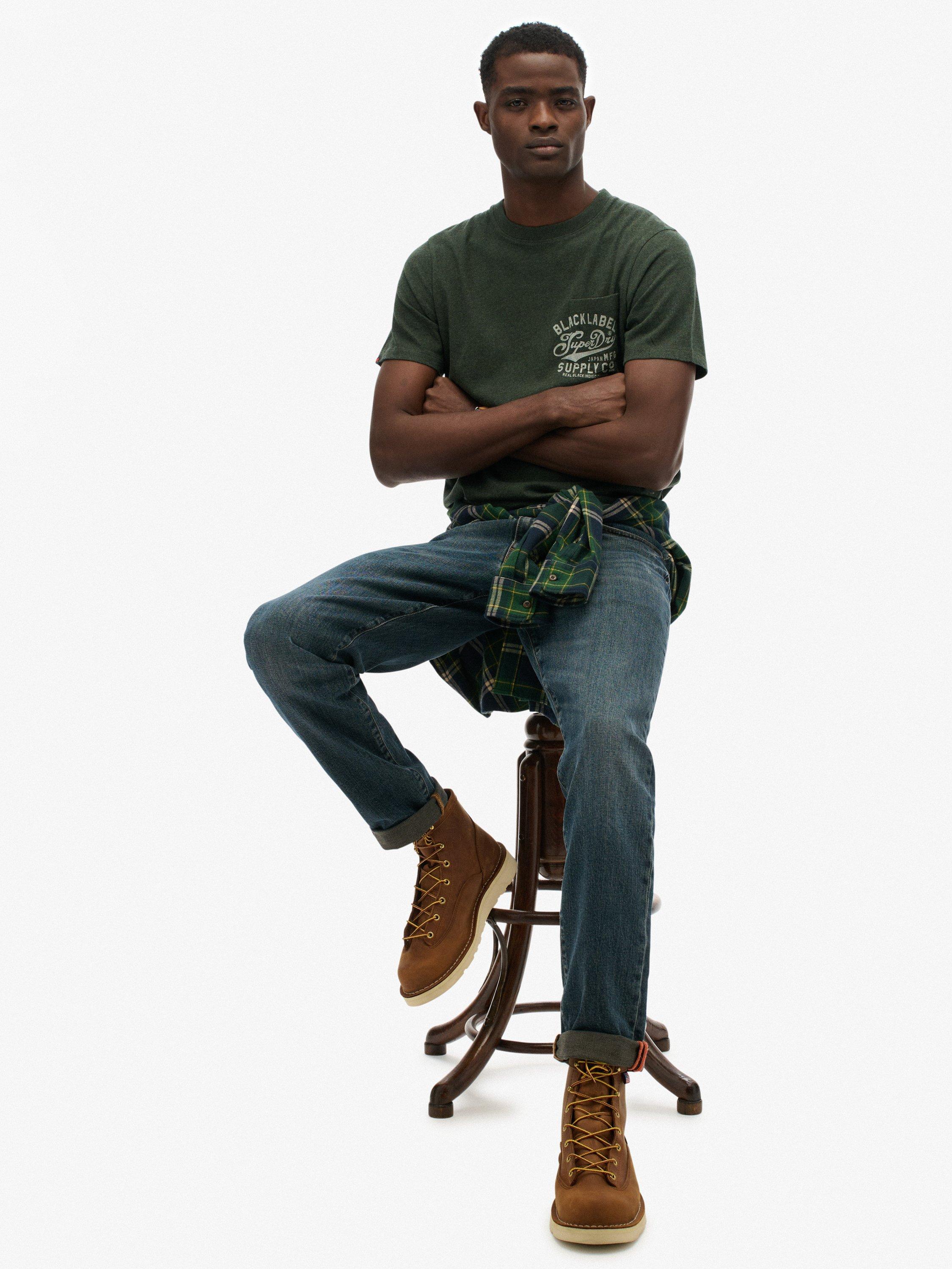 Product image 5 of 6, which shows Superdry Industrial Relaxed T-Shirt, Forest Green Marl, L