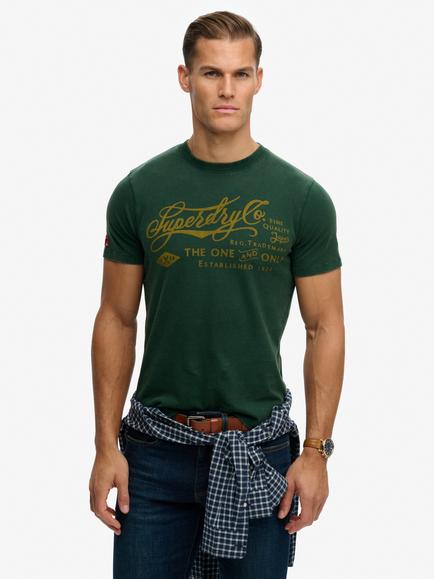 Superdry Cotton Regular Fit Short Sleeve Graphic Logo T-Shirt, Enamel Green