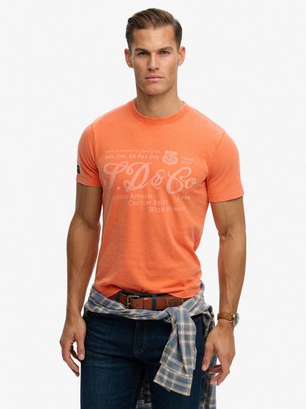 Superdry Cotton Regular Fit Short Sleeve Graphic Logo T-Shirt, Firecracker Orange