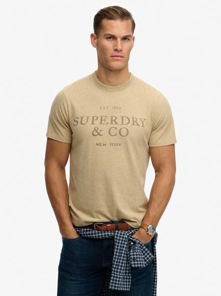 Superdry 1954 Company Relaxed Fit Short Sleeve Graphic T-Shirt, Stone Beige Marl