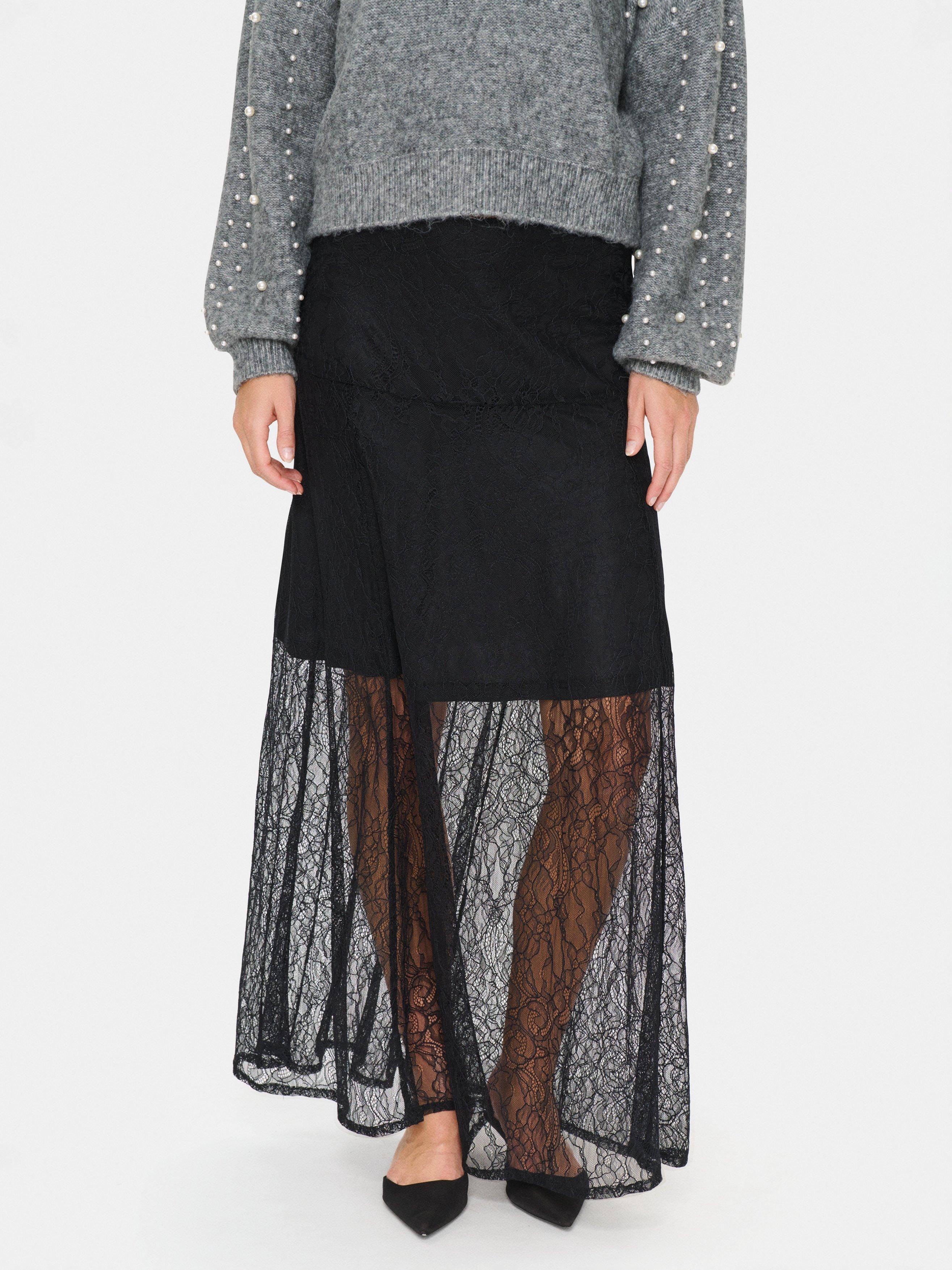 Saint Tropez MilenaSZ Lace Overlay Maxi Skirt, Black