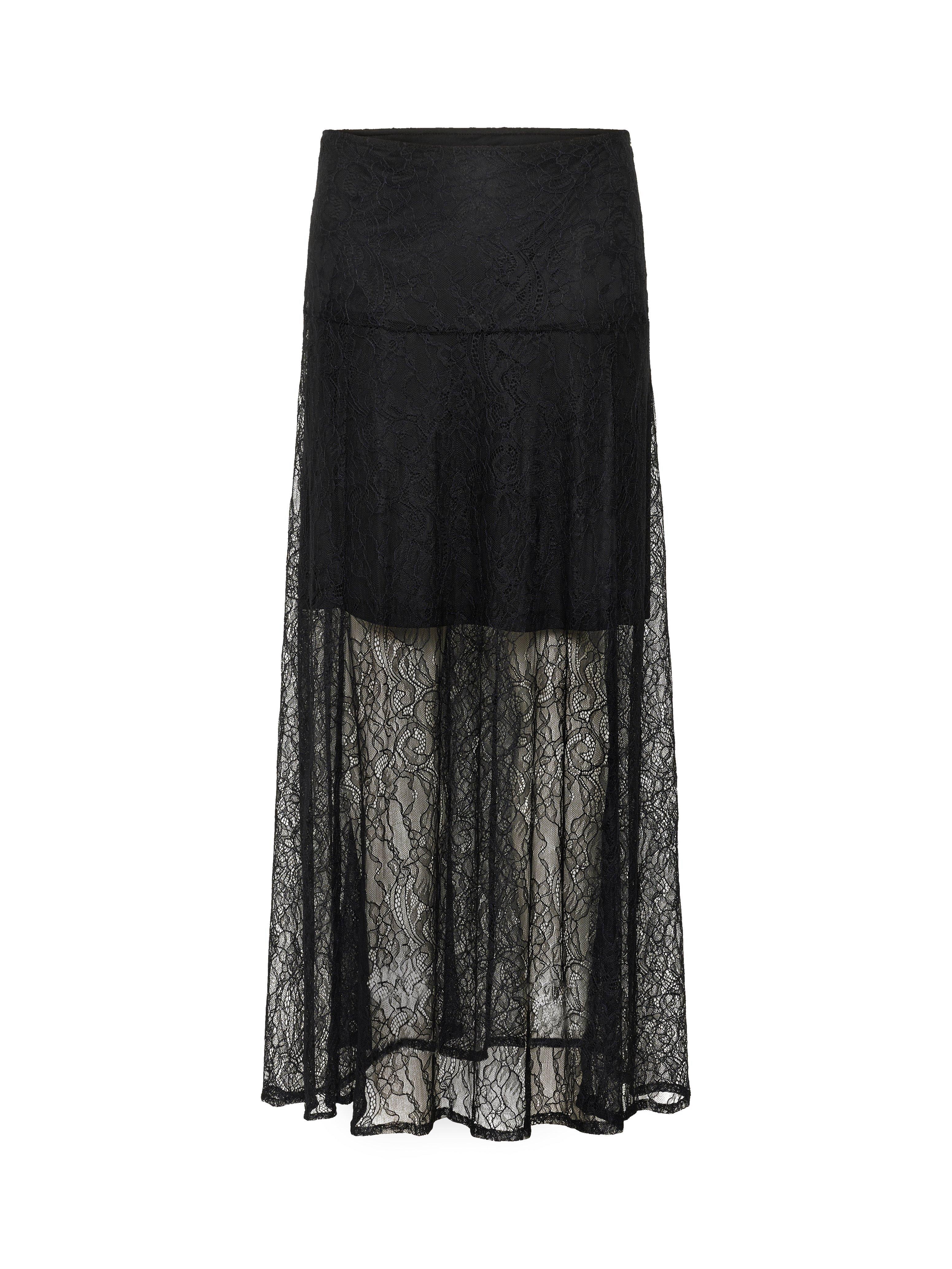 Topshop Black Lace Skirt 90s By YOOX LACE-TRIM MINI SKIRT Black