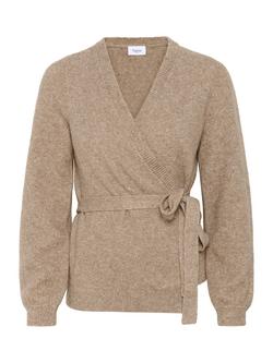 Saint Tropez Maleen Wrap Cotton Blend Cardigan, Beige