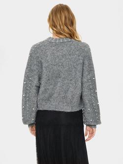 Saint Tropez Madeleine Faux Pearl Embellished Jumper, Gunmetal - view 2, Gunmetal