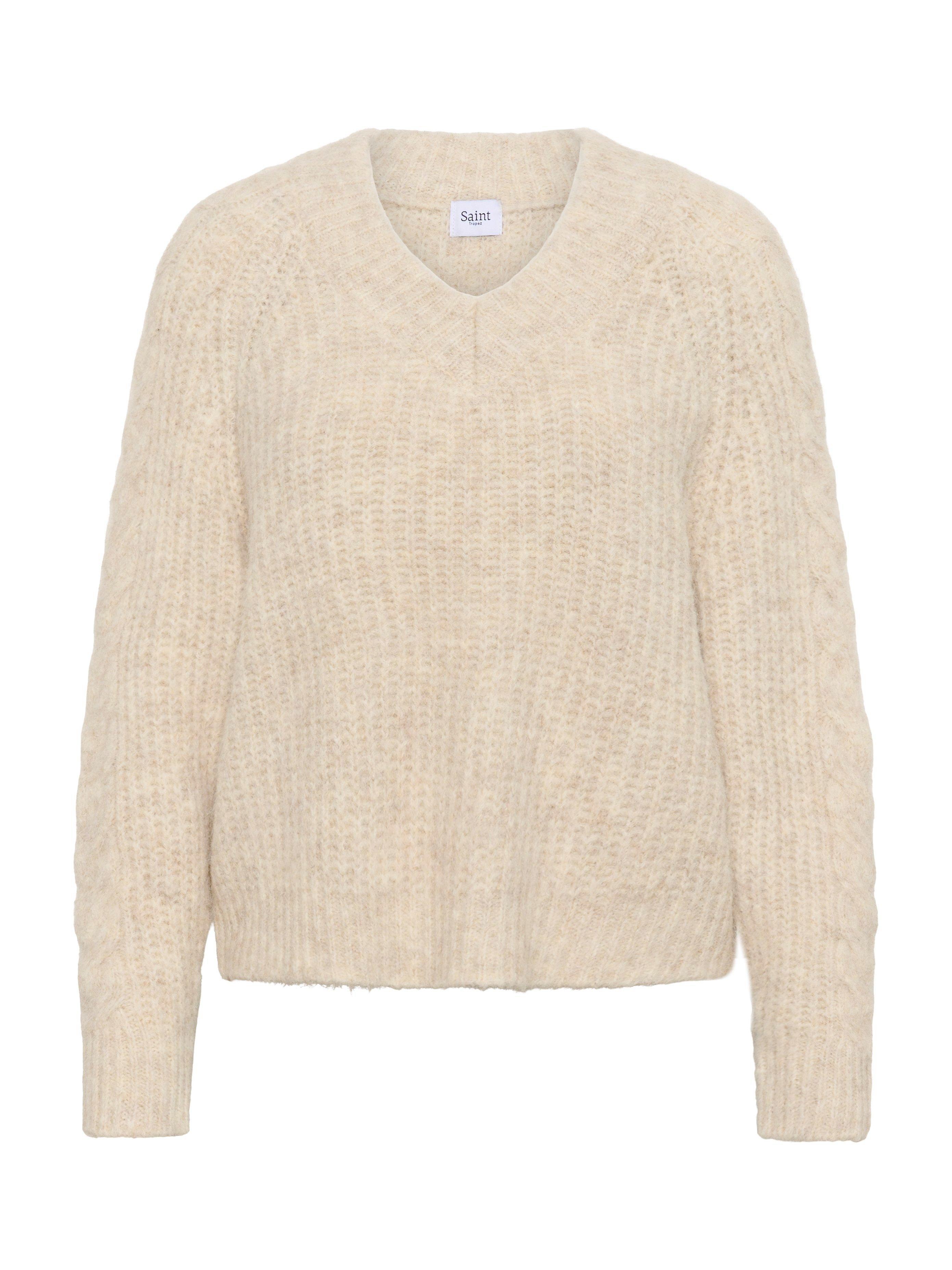 Product image 5 of 6, which shows Saint Tropez Manda V Neck Jumper, Beige, XS