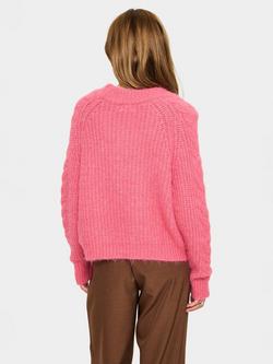 Saint Tropez Manda V-Neck Chunky Knit Jumper - view 2, Wild Rose