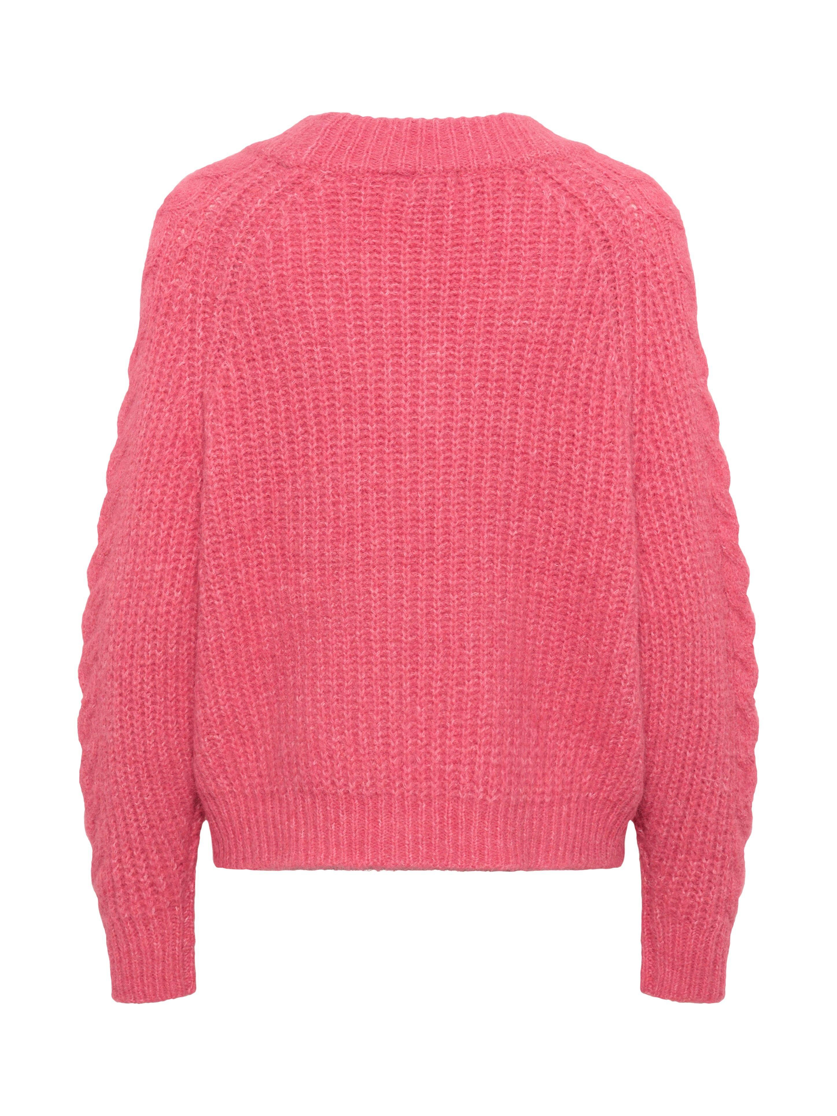 Product image 6 of 6, which shows Saint Tropez Manda V-Neck Chunky Knit Jumper, Wild Rose, XS