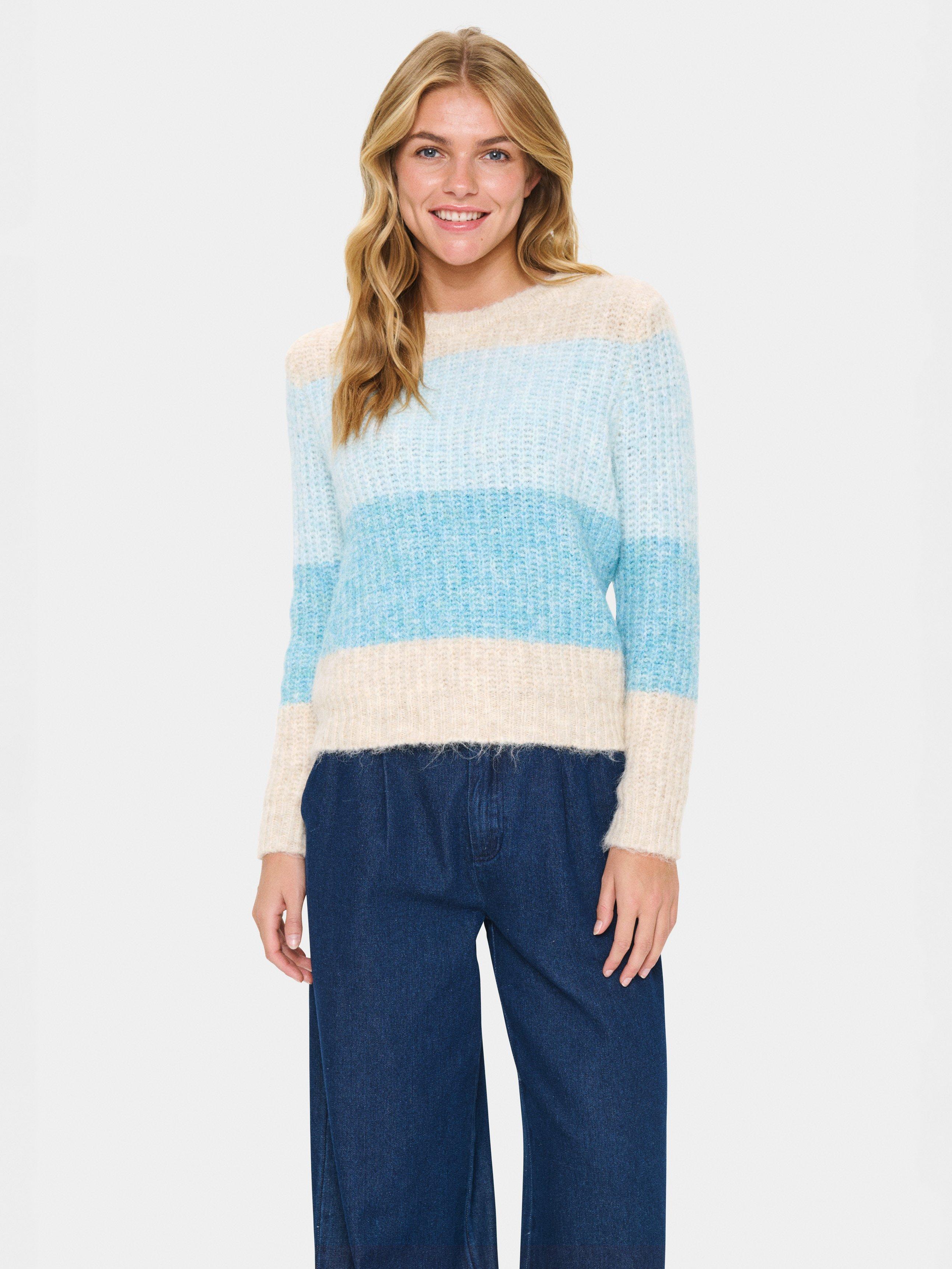 Product image 1 of 6, which shows Saint Tropez Mandy Stripe Jumper, Aqua Haze, XS