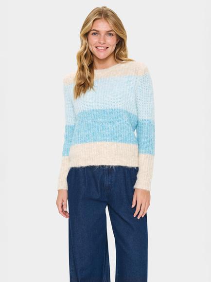 Saint Tropez Mandy Stripe Jumper, Aqua Haze