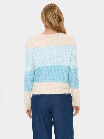Saint Tropez Mandy Stripe Jumper - view 2, Aqua Haze
