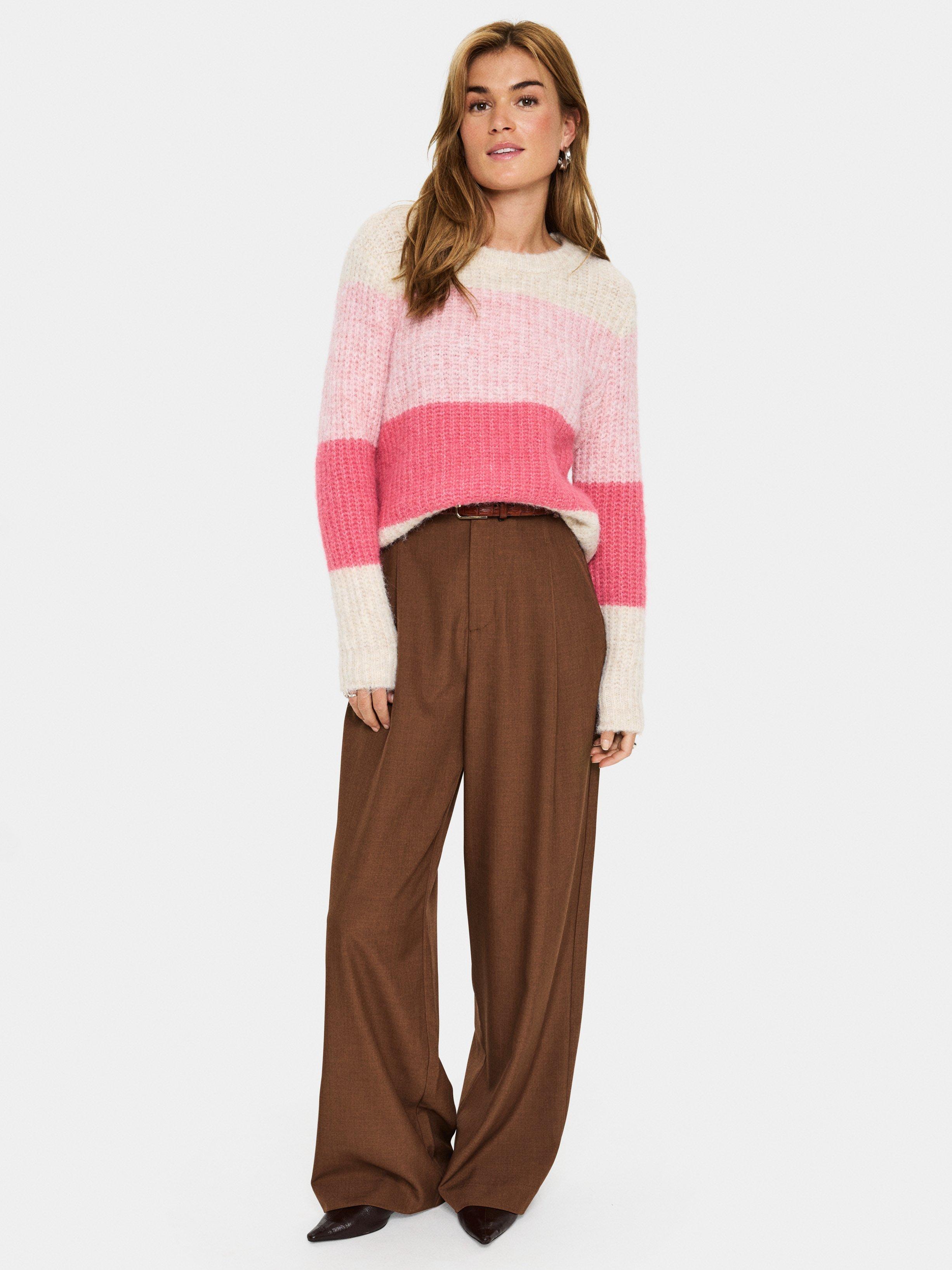 Product image 3 of 6, which shows Saint Tropez Mandy Stripe Jumper, Wild Rose, XS