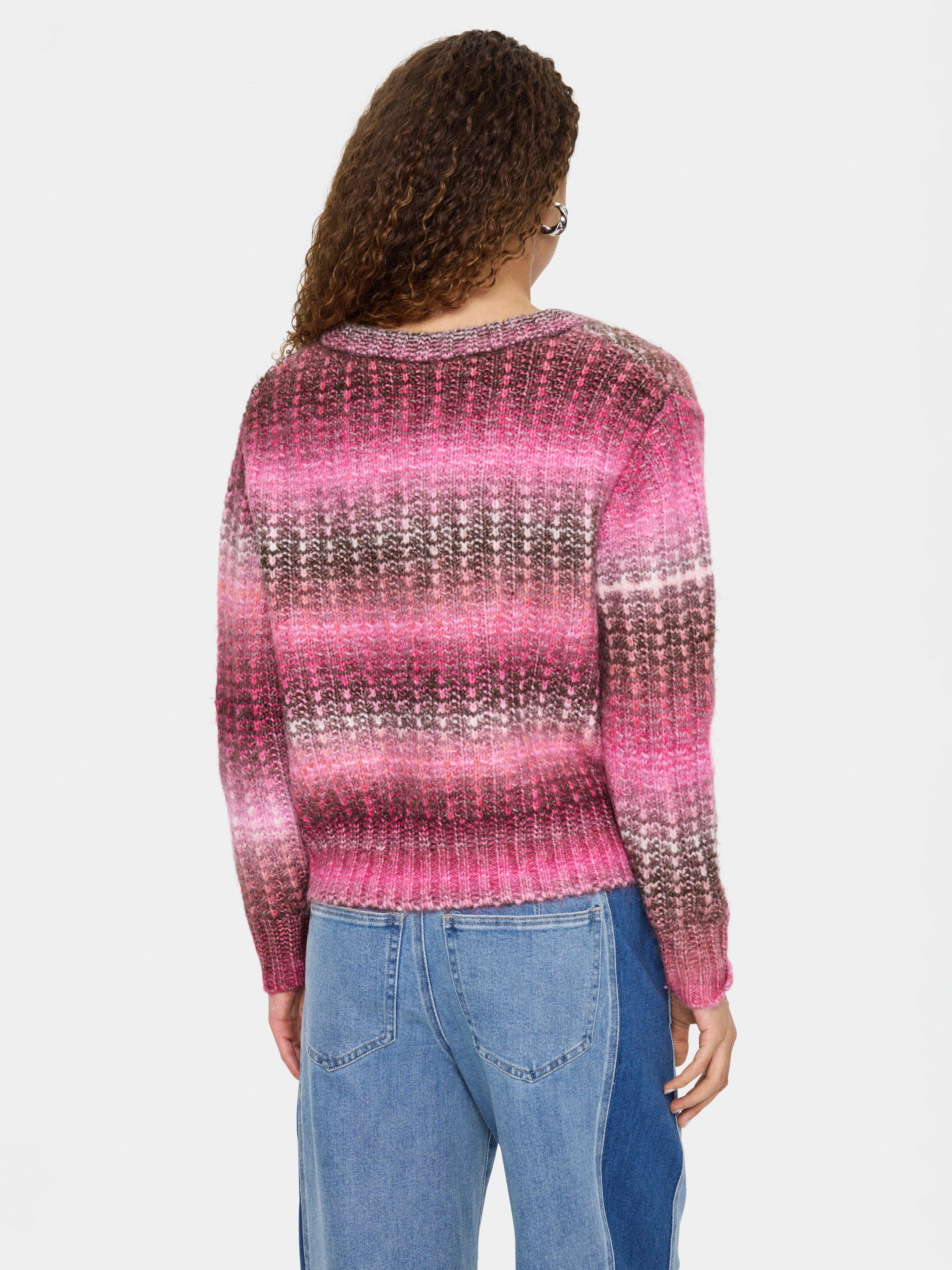 Product image 2 of 6, which shows Saint Tropez MirabelSZ V-Neck Pullover, Pink Peacock, XS