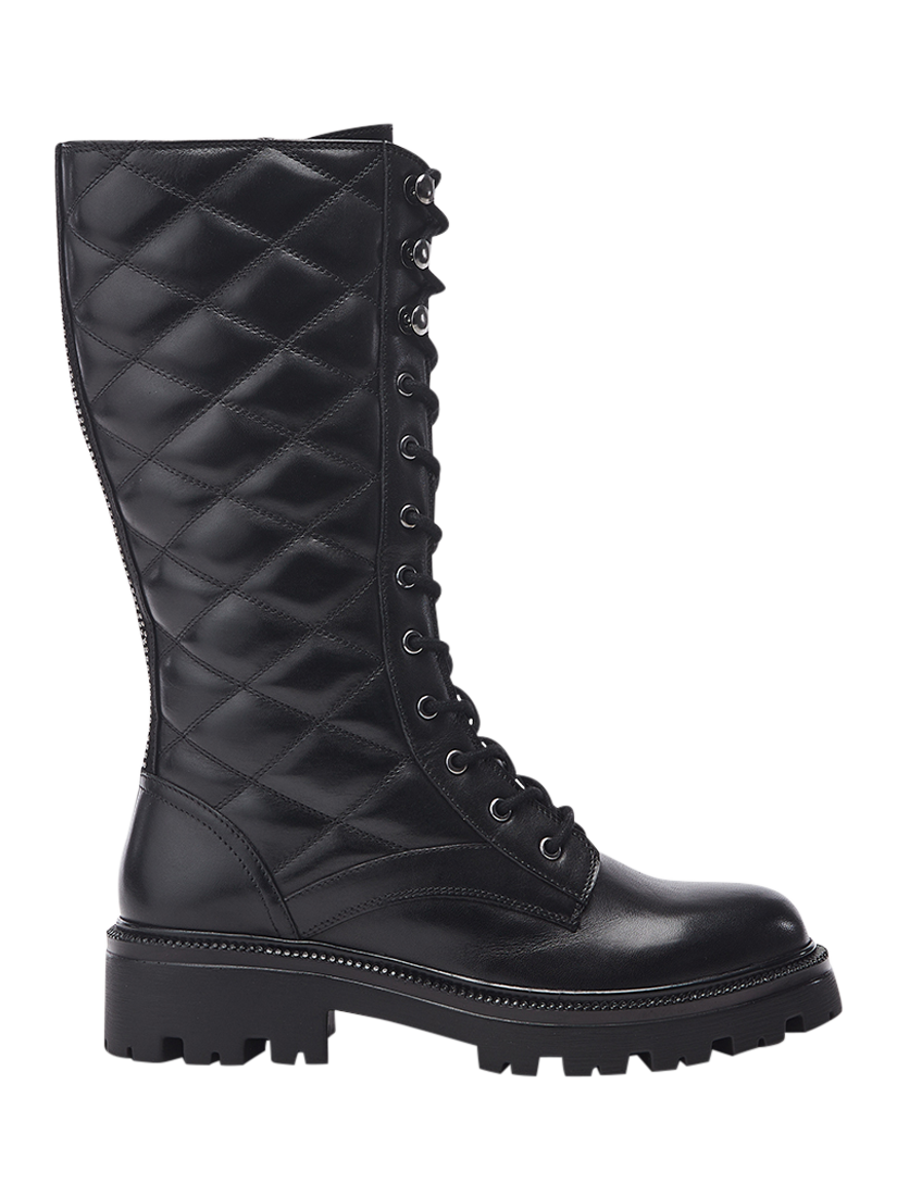 Product image 1 of 5, which shows Moda in Pelle Roux Leather Calf Boots, Black, 3