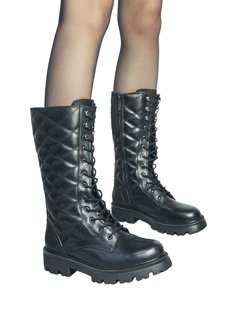 Product image 2 of 5, which shows Moda in Pelle Roux Leather Calf Boots, Black, 3