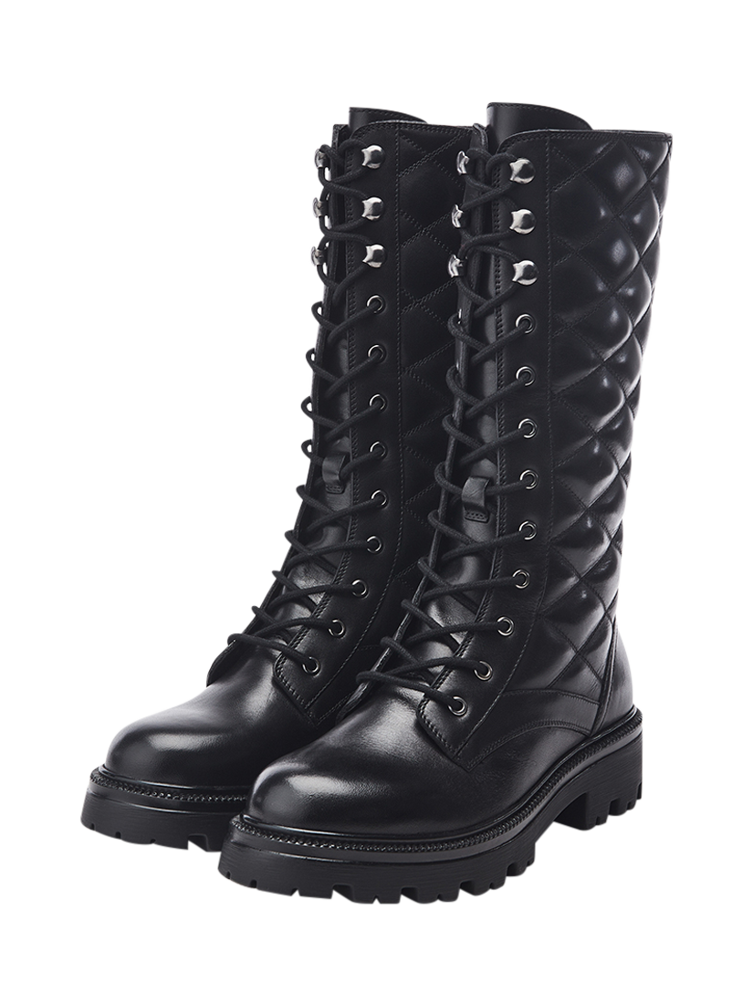 Product image 3 of 5, which shows Moda in Pelle Roux Leather Calf Boots, Black, 3