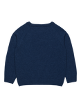 Trotters Kids' Augustus Wool Blend Lion Jumper, Denim Blue Marl