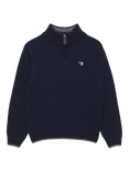 Trotters Kids' Calum Cashmere Blend Half Zip Jumper, Navy
