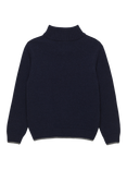 Trotters Kids' Calum Cashmere Blend Half Zip Jumper, Navy
