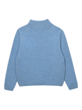 Trotters Kids' Charles Wool Blend Half Zip Jumper, Blue Marl