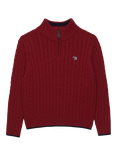 Trotters Kids' Cashmere Blend Half Zip Jumper, Red