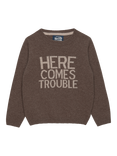 Trotters Kids' Here Comes Trouble Jumper, Brown Marl