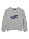 Trotters Kids' Orville Plane Jumper, Grey Marl
