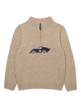 Trotters Kids' Sebastian Car Half Zip Jumper, Oatmeal