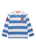 Trotters Kids' Nicholas Rugby Shirt, Denim Blue/White