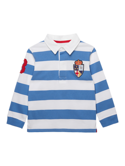 Trotters Kids' Nicholas Rugby Shirt, Denim Blue/White, Denim Blue/White