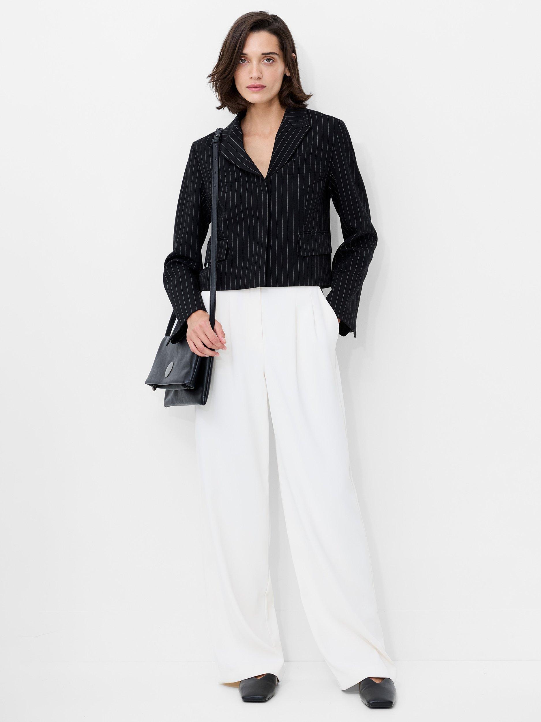 Product image 2 of 5, which shows French Connection Morgan Pinstripe Cropped Blazer, Black/Multi, 12