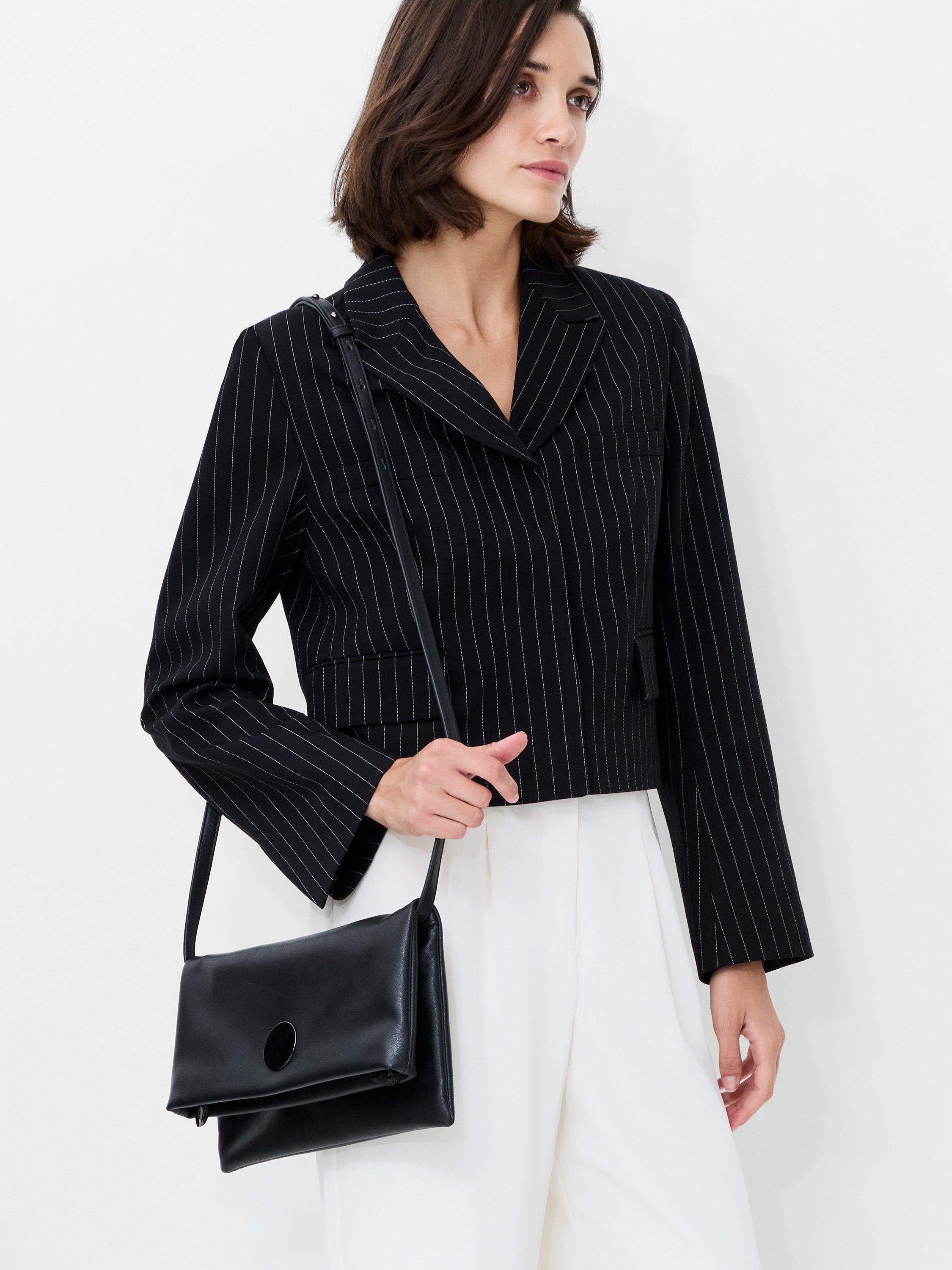 Product image 3 of 5, which shows French Connection Morgan Pinstripe Cropped Blazer, Black/Multi, 12
